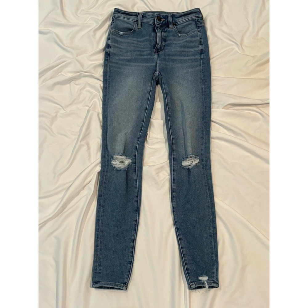 American Eagle The Dream Jean Hi Rise Jegging Distressed Blue Womens Size 00
